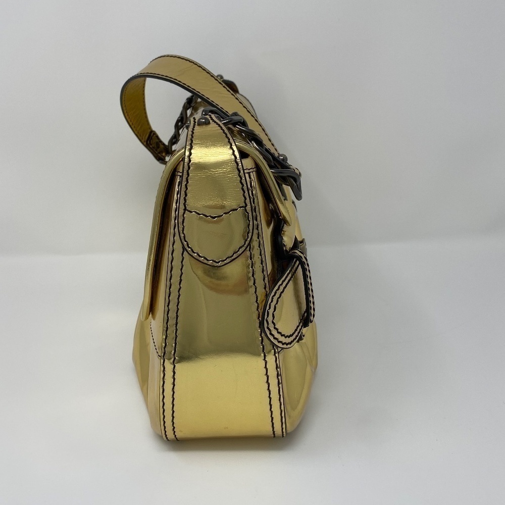 FENDI B. Bis Gold Metallic Flap Bag - Picture 3 of 12